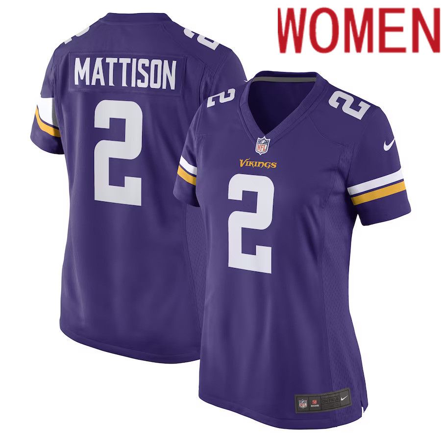 Women Minnesota Vikings #2 Alexander Mattison Nike Purple Game Player NFL Jersey